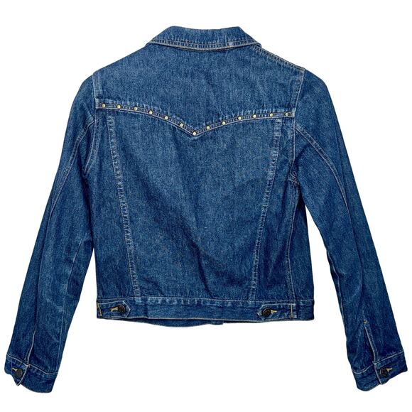 Abercrombie & Fitch Blue Denim Brown Studded Jean Jacket Coat Womens Size XL - Picture 2 of 9